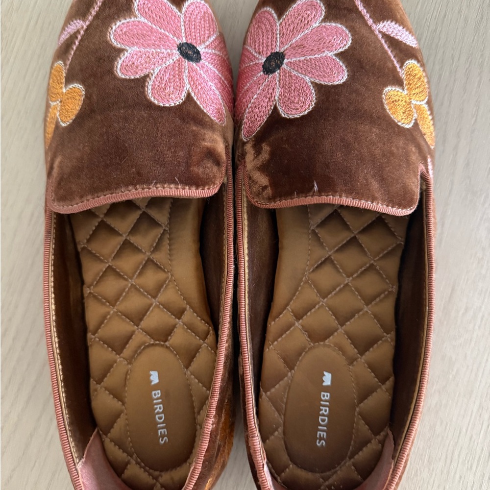 Birdies Women's Brown and Pink Floral Slippers